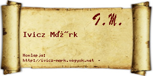 Ivicz Márk névjegykártya